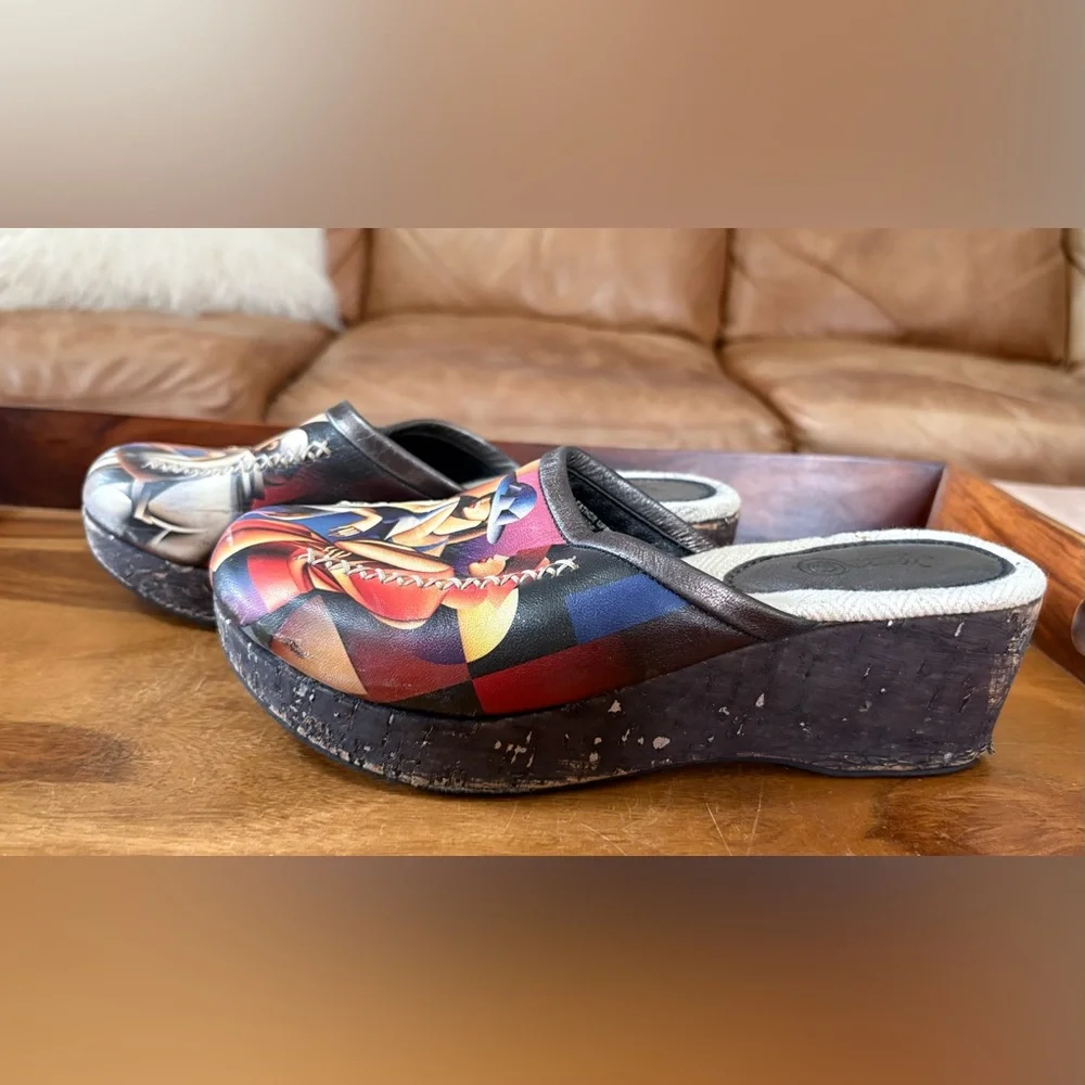 Leather Wearable Art Clogs - Picture 3 of 10